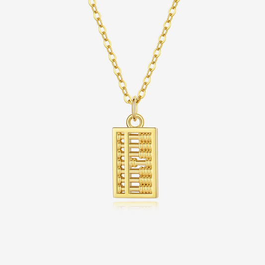 18K Gold Abacus Necklace Pendant