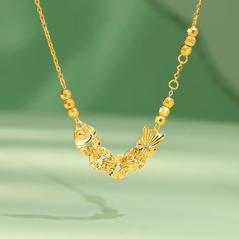 [Pre-sale] S925 Silver Coin Koi Goldfish Jewelry Set - Bracelet Necklace