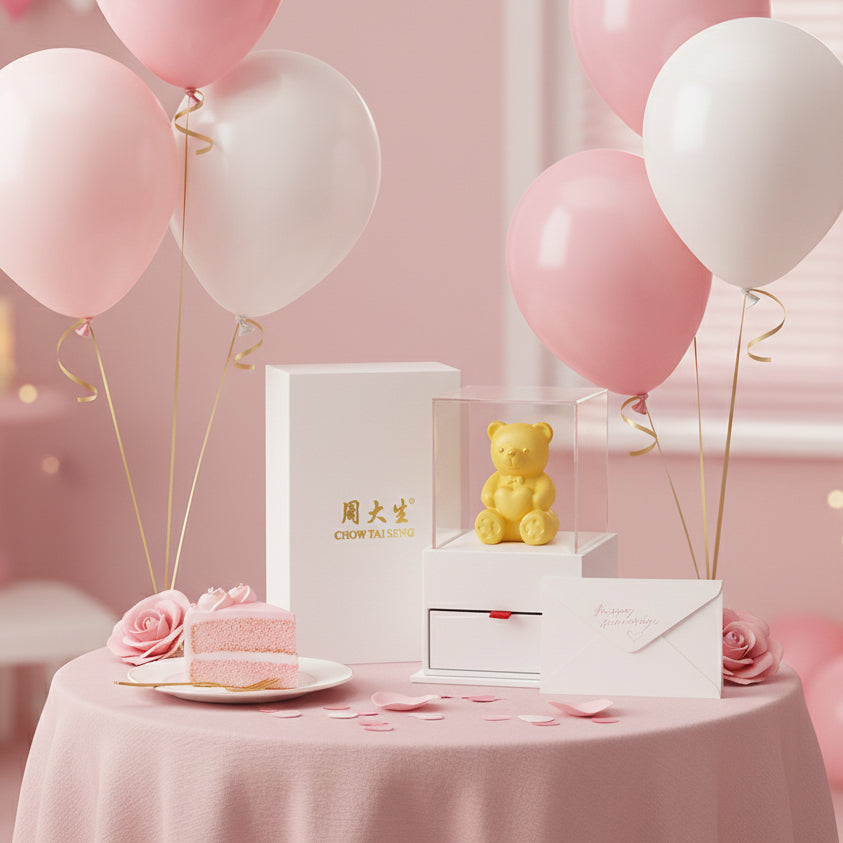 Gold Plated Love Bear Rose Decorative Ornament