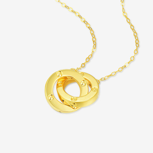 18K Gold Interlocking Double Circles Necklace