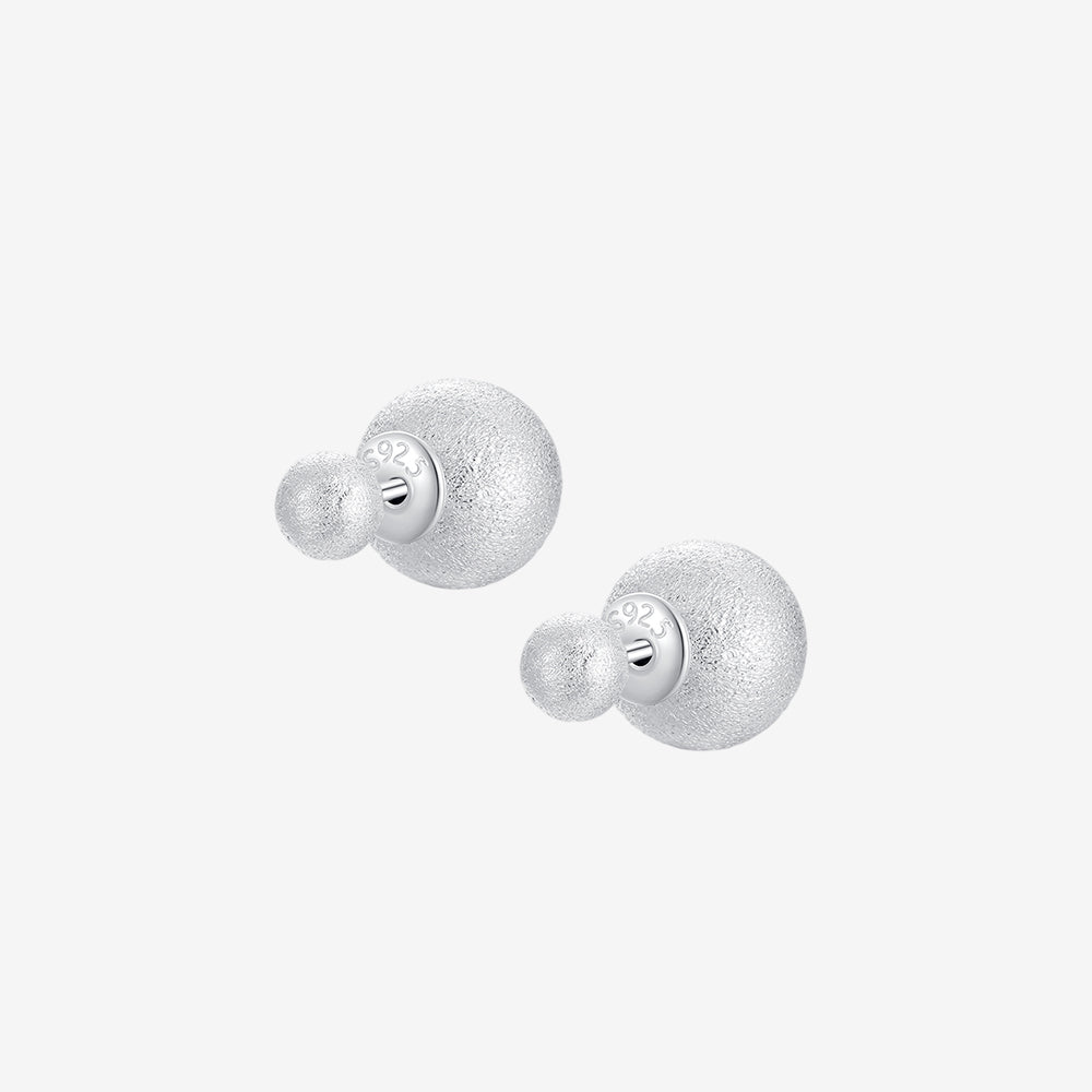 S925 Silver Brushed Round Ball Stud Earrings