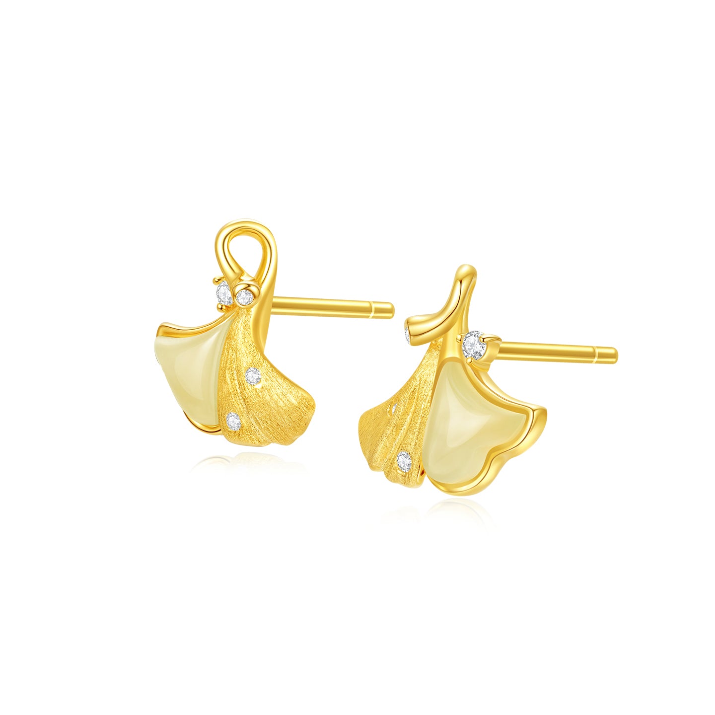 [Pre-sale] S925 Silver Hetian Jade Ginkgo Leaf Jewelry Set - Necklace Earrings