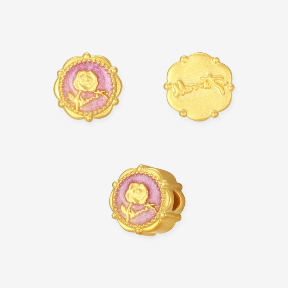 [Pre-sale] Monet Garden Series 24K Gold Enamel Rose & Orange Blossom Flower Charm