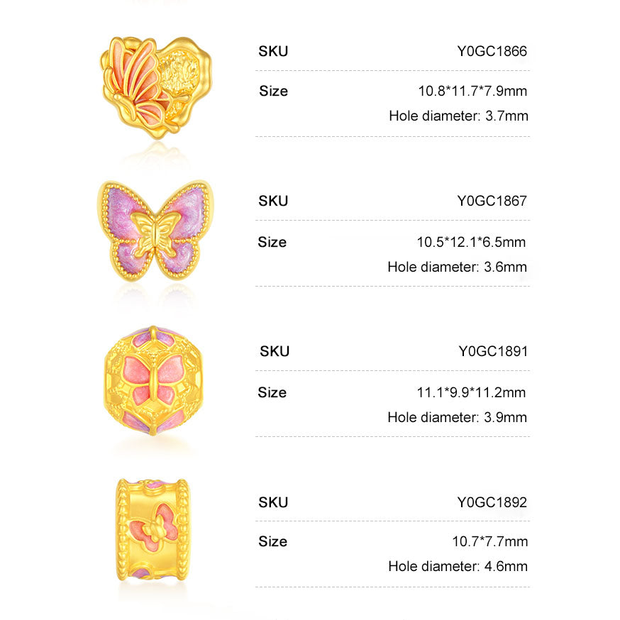 First · Cultural Blessing Series 24K Gold Enamel Butterfly Fluorescence Bracelet Charm