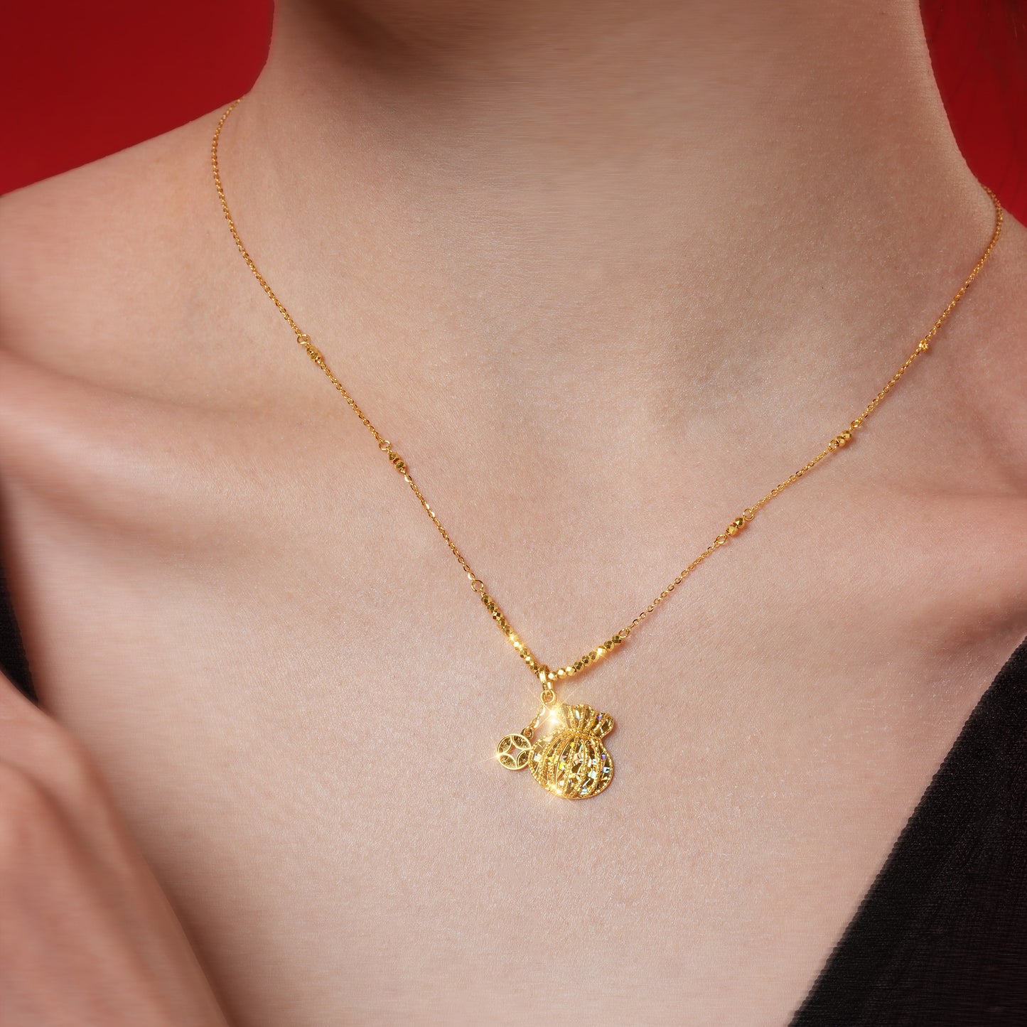 [Pre-sale] Dazzling Gold Series 24K Gold Wealth-Attracting Money Bag Pendant
