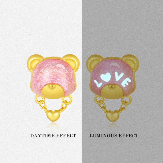 First Series 24K Gold Secret Words Luminous Enamel Sweet Bear Charm
