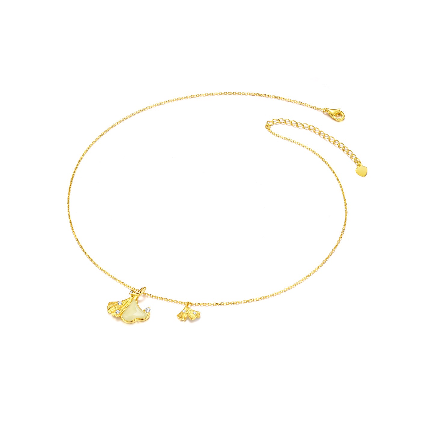 [Pre-sale] S925 Silver Hetian Jade Ginkgo Leaf Jewelry Set - Necklace Earrings