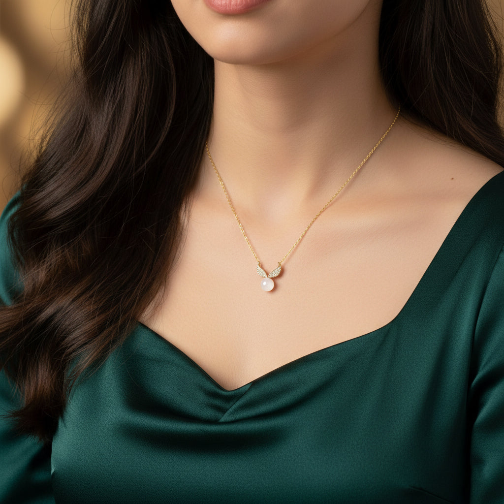 [Pre-sale] Silver Hetian Jade Bamboo NecklaceSilver Chalcedony Wings of Hope Necklace