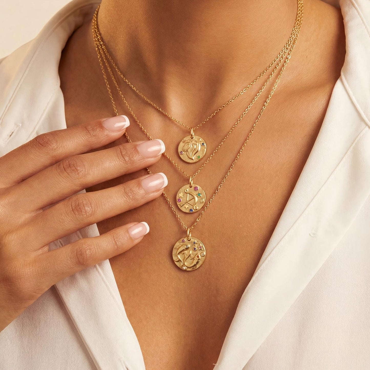 Gold Plated Silver Vintage Twelve Constellations Zodiac Signs Necklace