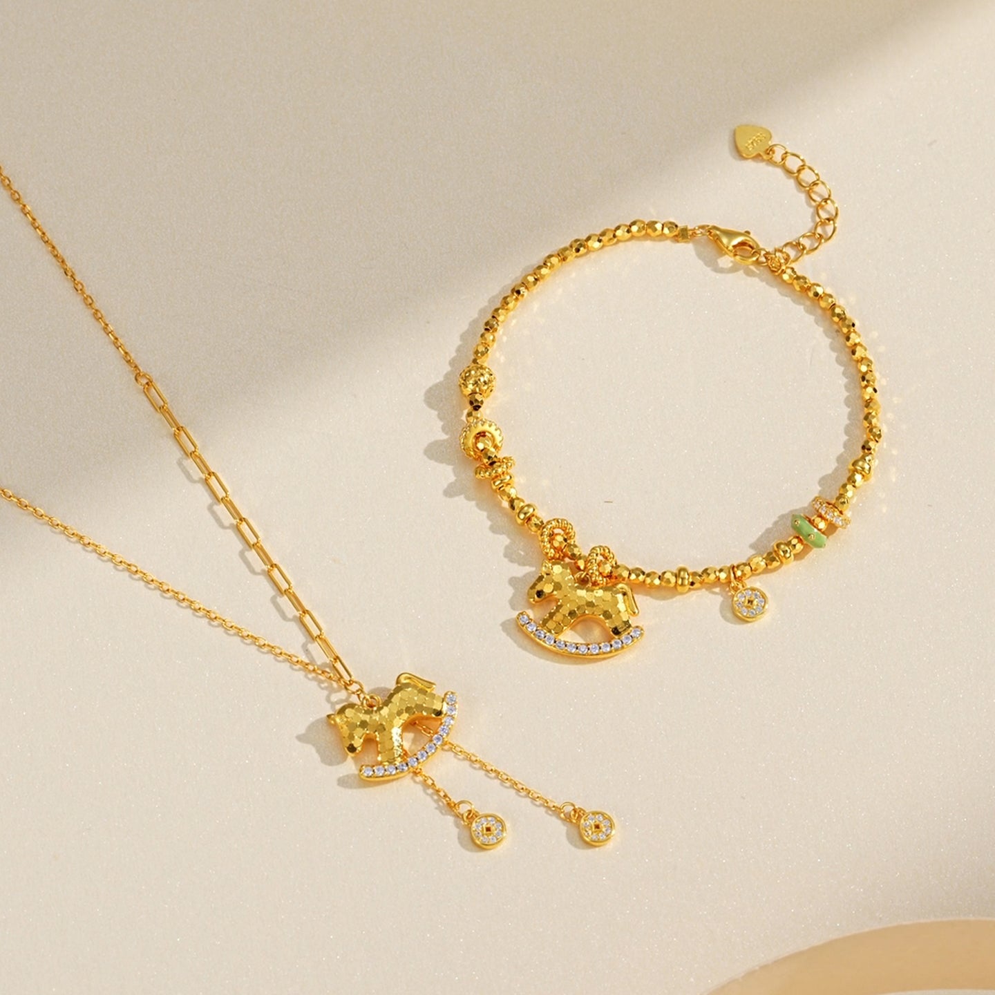 [Pre-sale] S925 Silver Zircon Rich Horse Jewelry Set - Necklace Bracelet