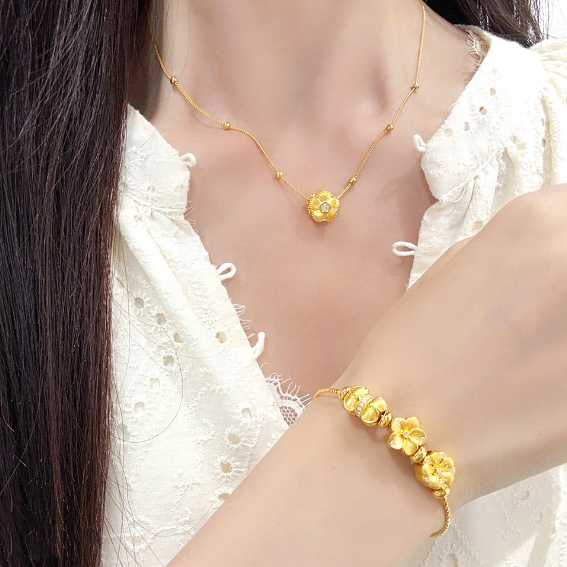 [Pre-order] Twelve Gods of Flowers Series 24K Gold Diamond Lucky Flower Charm