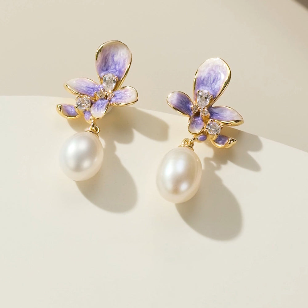 [Pre-sale] S925 Silver Pearl Wisteria Flower Shining Jewelry set