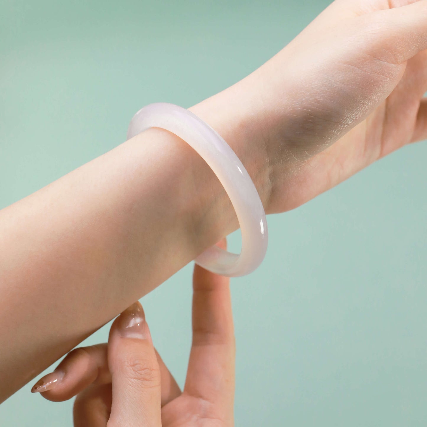 White Moonlight White Chalcedony Jade Bangle