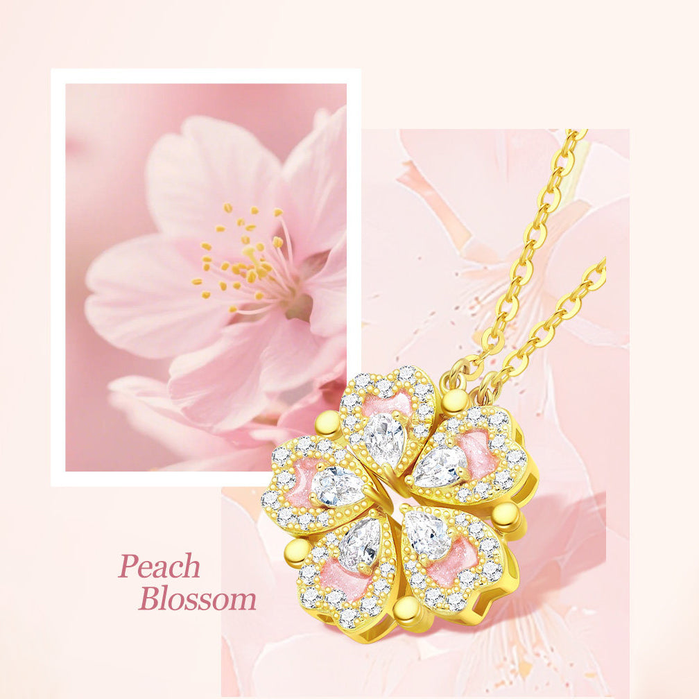 [Pre-sale] Gold Plated Silver Transformable Peach Blossom Heart Necklace