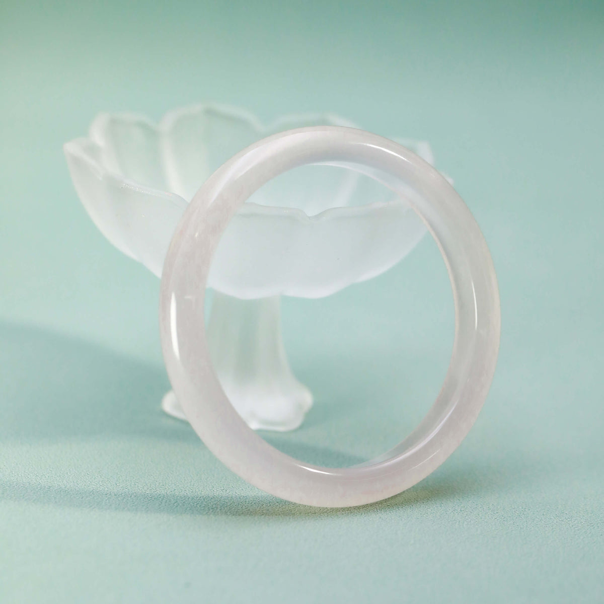 White Moonlight White Chalcedony Jade Bangle