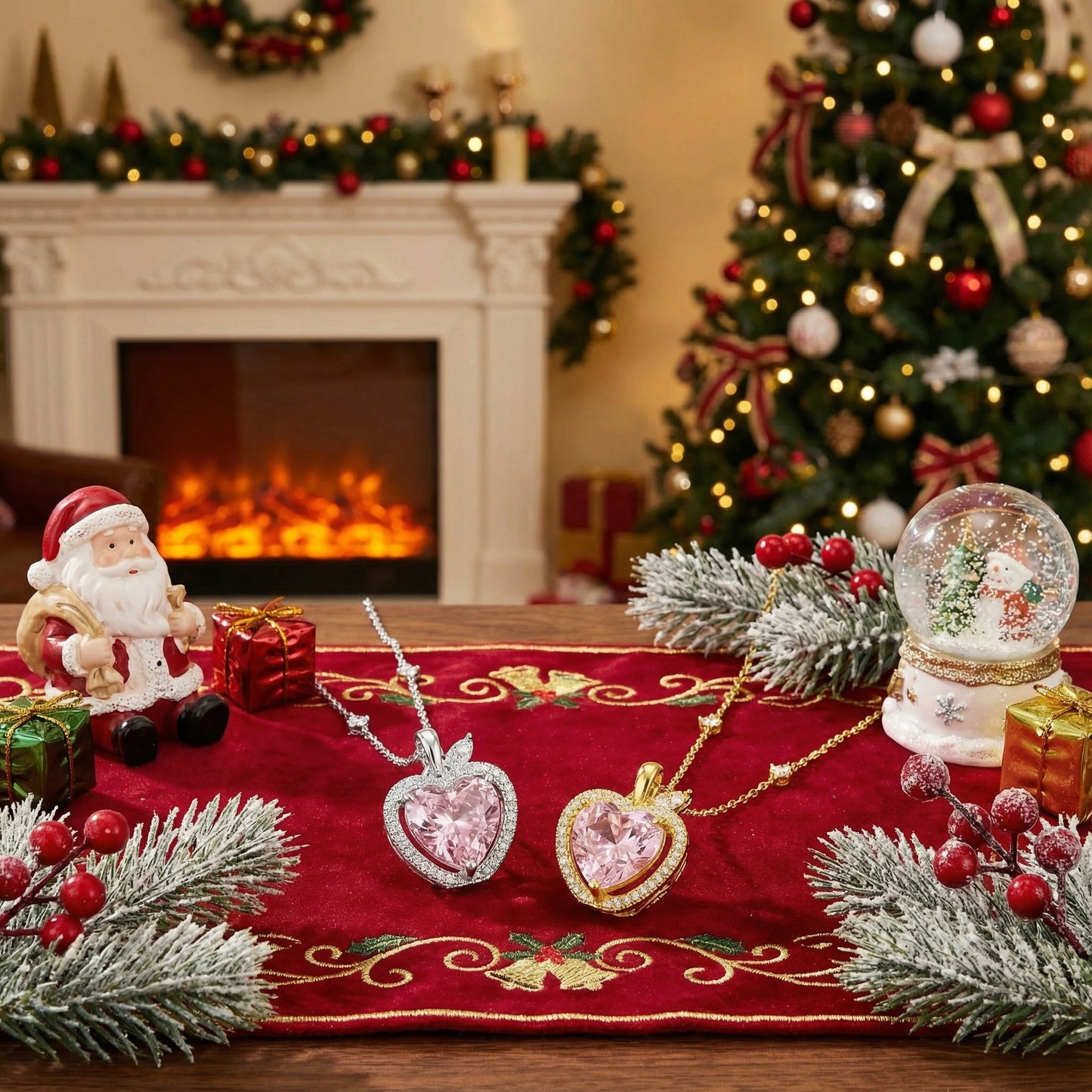 Silver Zircon Pink Apple Necklace