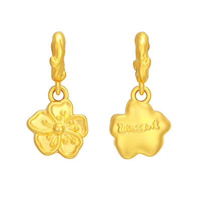 Blazing Blue Almond Flower Series 24K Gold Art Charm Set