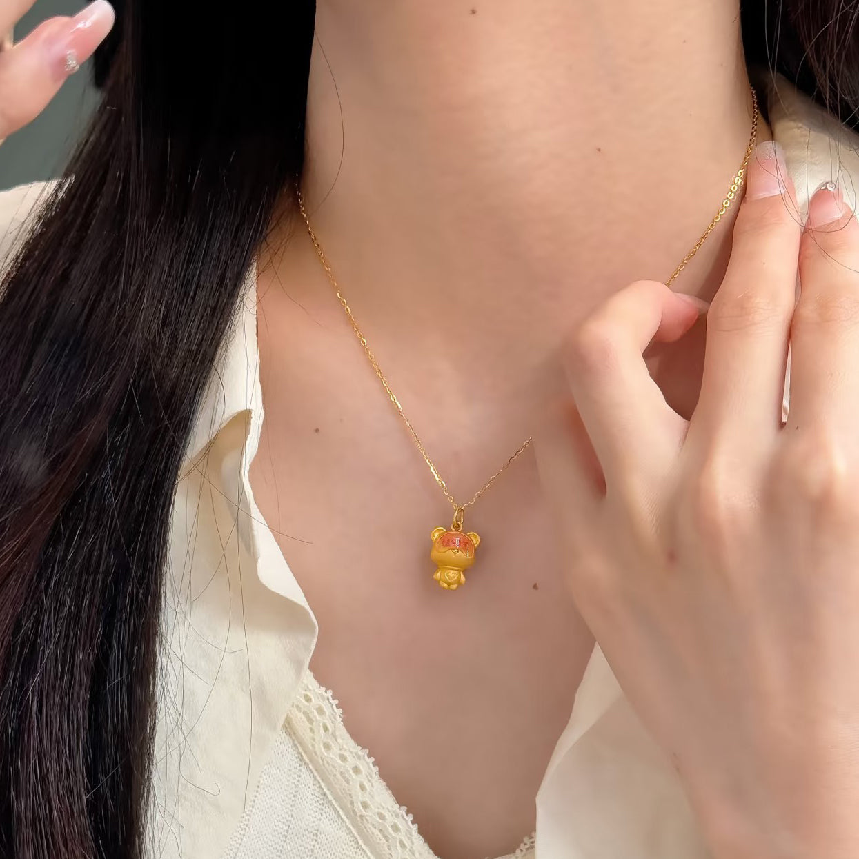 [Pre-sale] First Series 24K Gold Temperature-changing Enamel Love You Bear Pendant