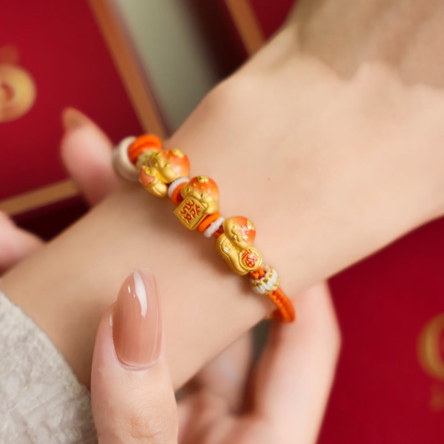 24K Gold Luminous Enamel Year of the Snake Blessing Charm Set