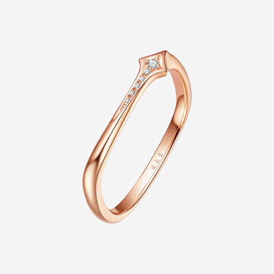 Urban Monologue Series 18K Rose Gold Diamond Star Track Square Ring