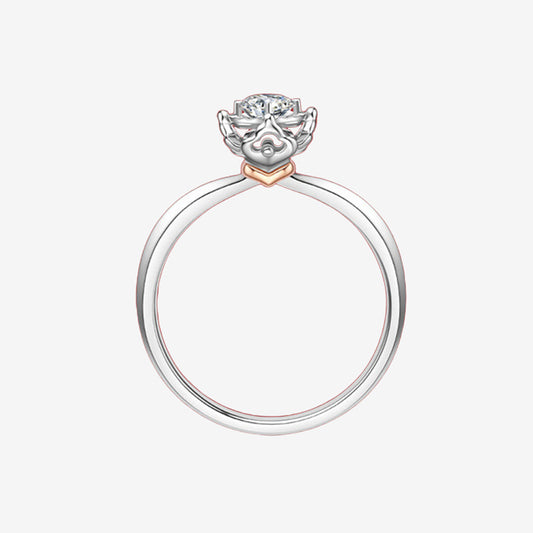 Happy Flower Wedding Series 18K Gold Round Cut Solitaire Diamond Wedding Ring