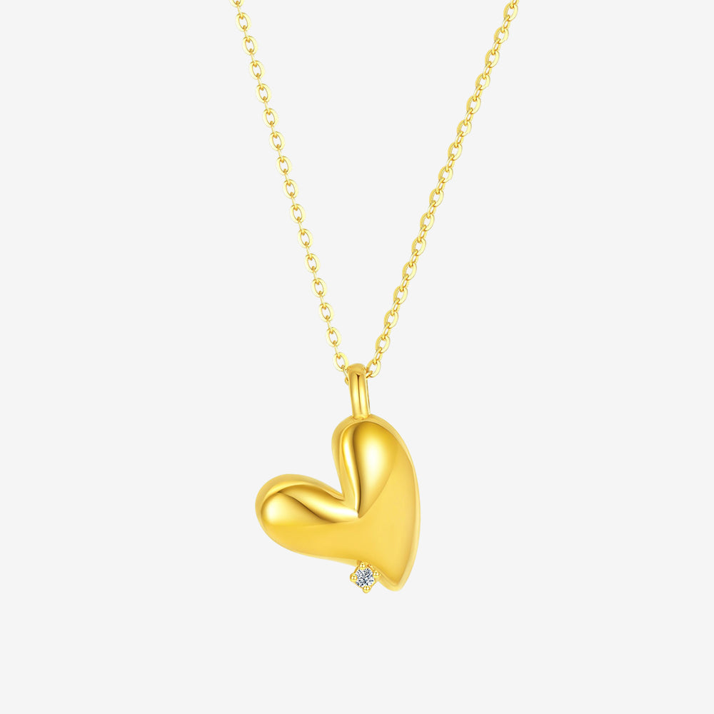 24K Gold Diamond Lovely Heart Pendant