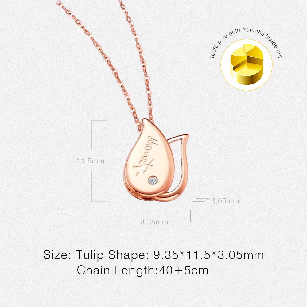 Monet Garden Series 18K Gold Diamond Tulip Heart Double Change Necklace