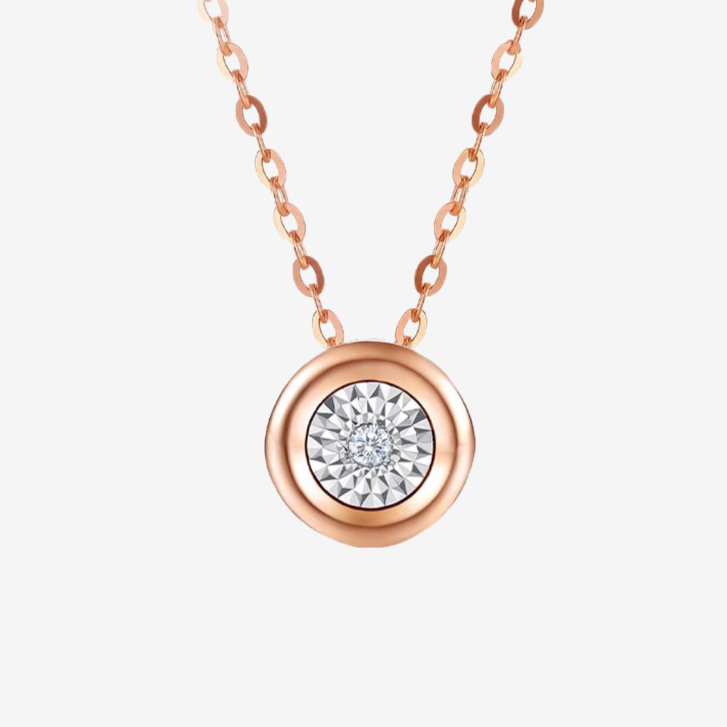 18K Gold Solitaire Diamond Love Bubble Necklace