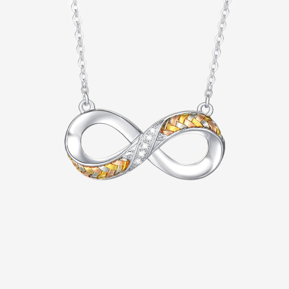 18K Gold Diamond Braided Mobius Necklace