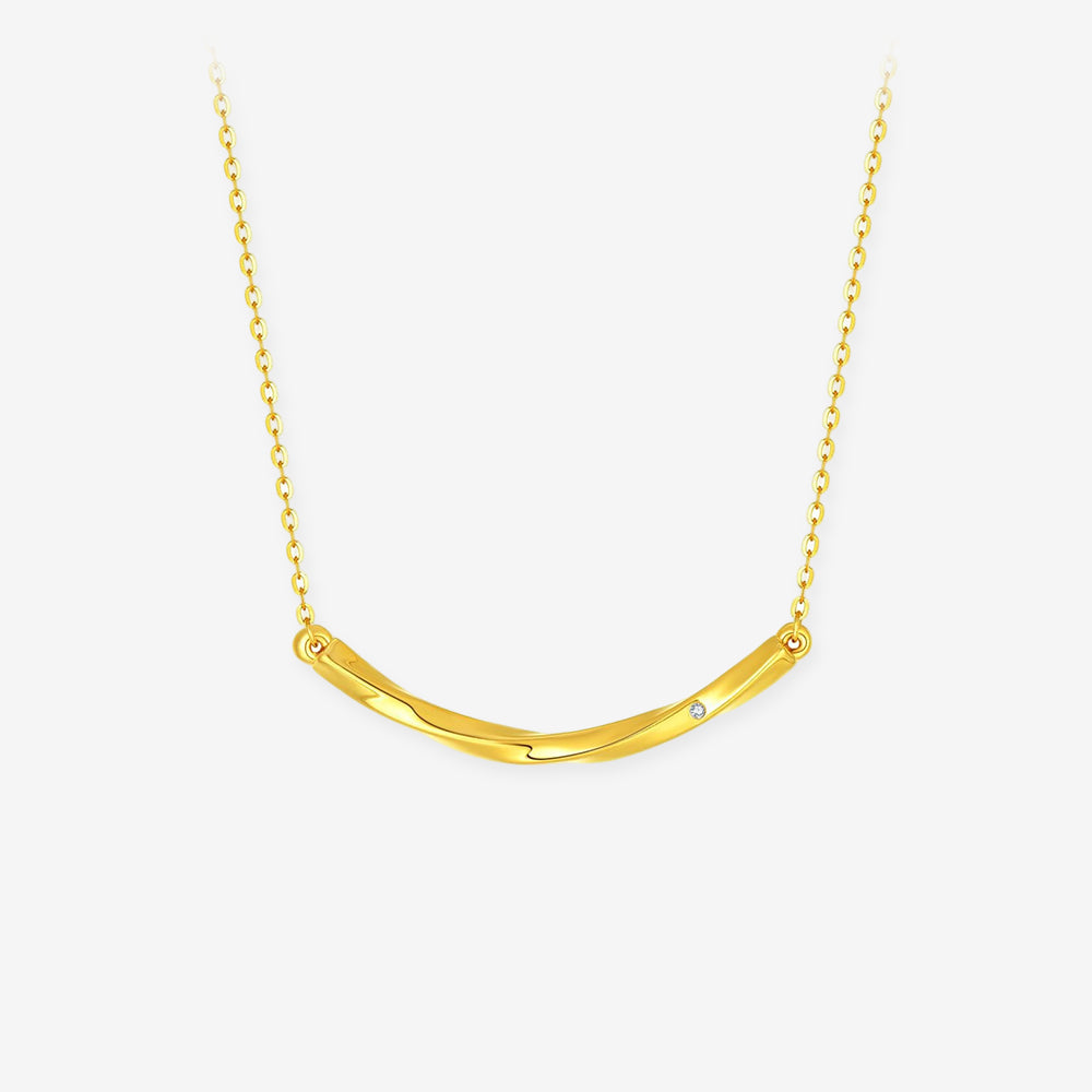 24K Gold Diamond Mobius O-chain Necklace
