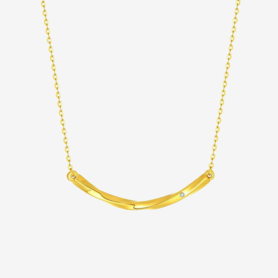 24K Gold Diamond Mobius O-chain Necklace