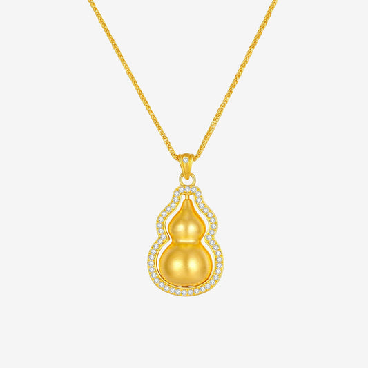 24K Gold Diamond Auspicious Gourd Necklace