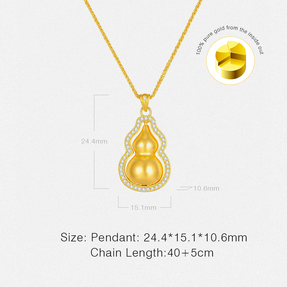 24K Gold Diamond Auspicious Gourd Necklace