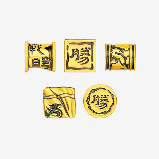 Chinese Cultural Relics Series 24K Gold Kung Fu Art Men Charm Set