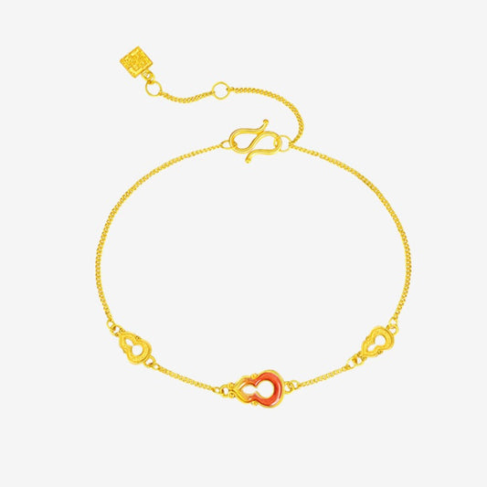 วัฒนธรรมจีน relics Series 24K Gold Flying gourd Bracelet