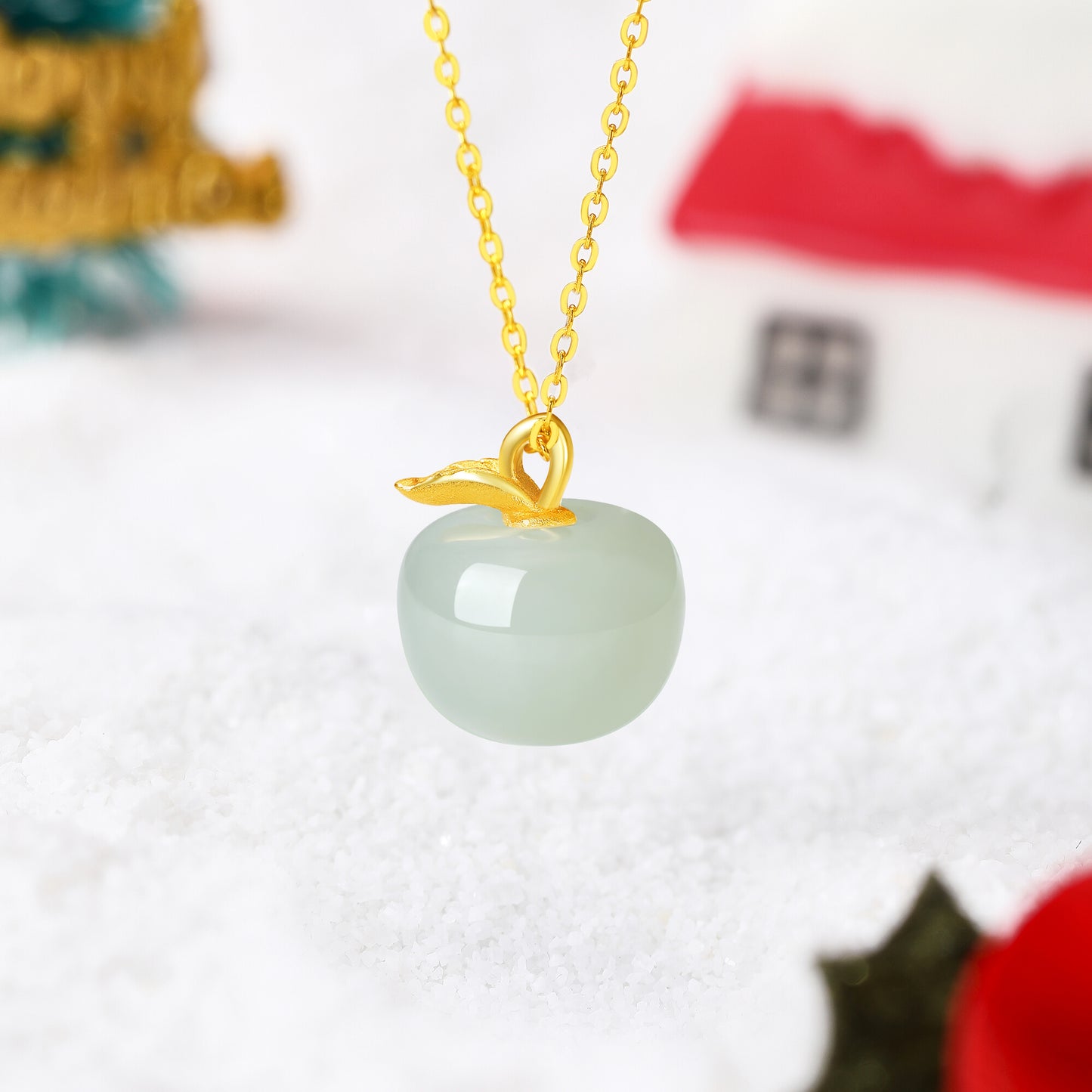 [Pre-sale] Silver Hetian Jade Christmas Apple Necklace