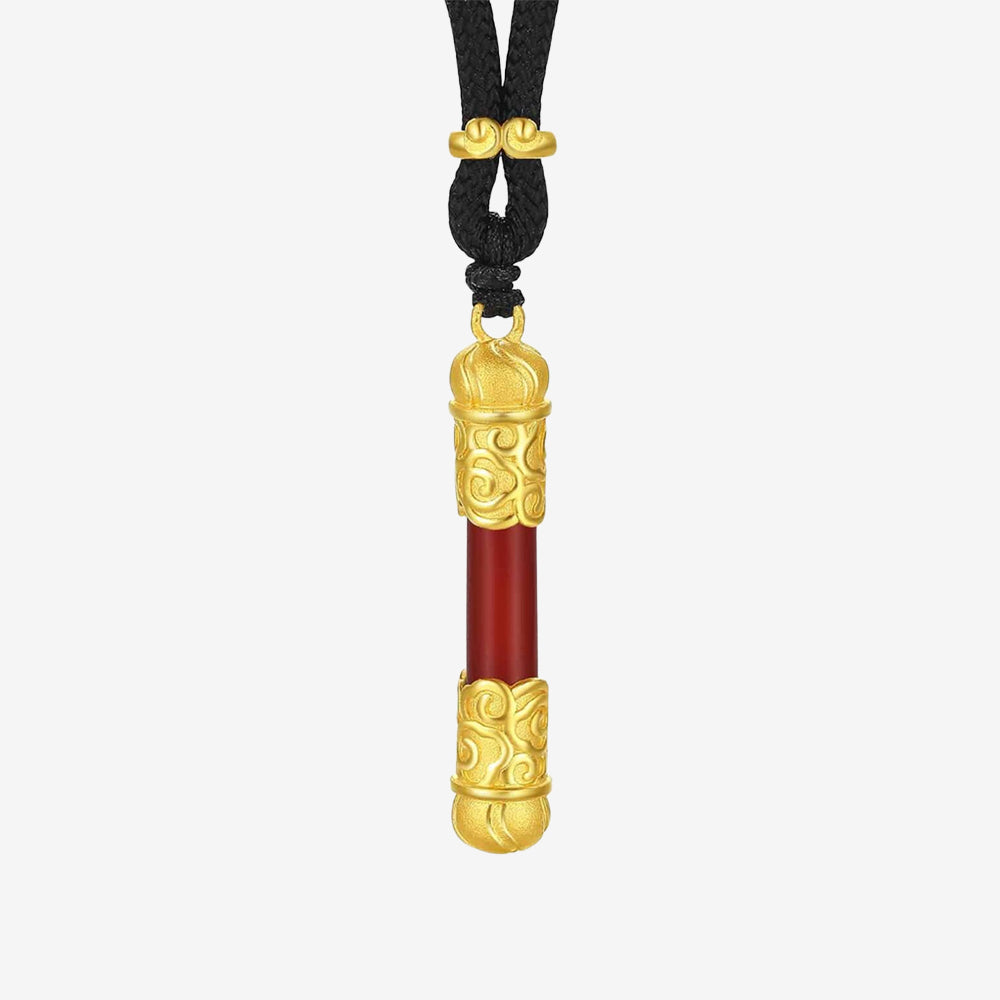 Sun Wukong Series 24K Gold Enamel Golden Cudgel Necklace Pendant