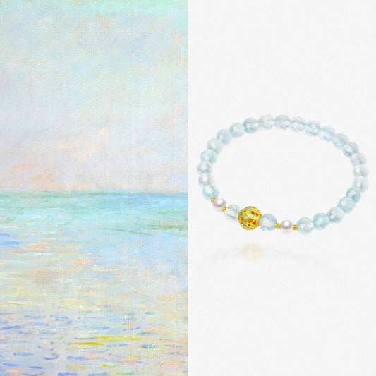 24K Gold Butterfly Flower Chalcedony Beaded Bracelet