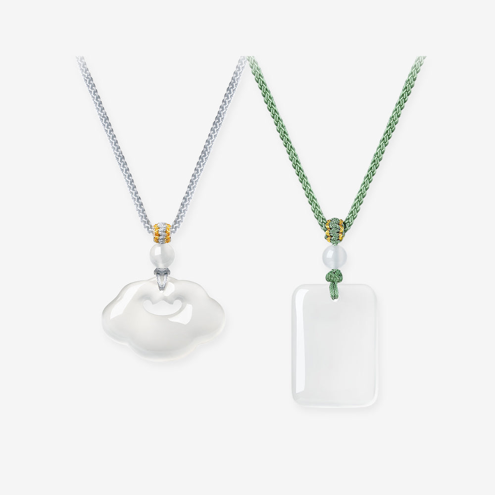 Chalcedony Peace Safety Tag Ruyi Lock Necklace