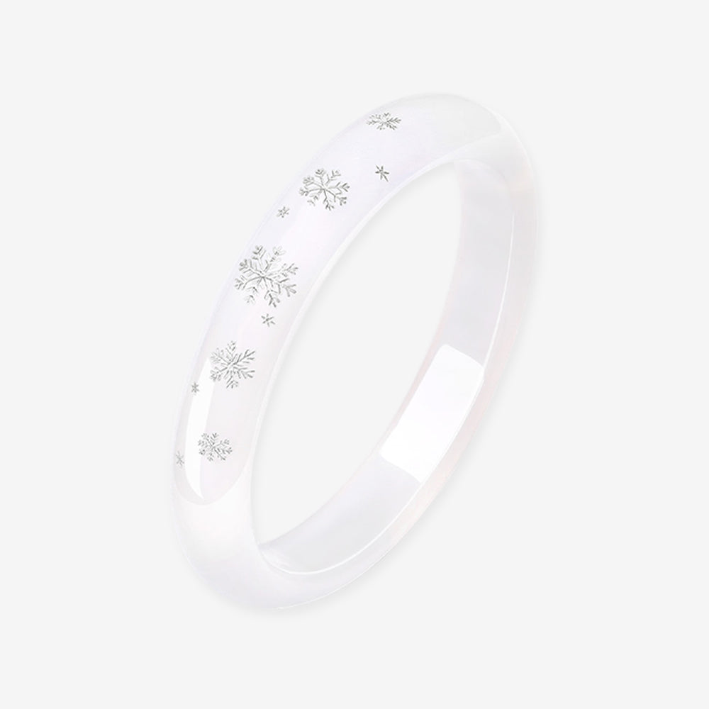 [Pre-sale] Butterfly Snowflake White Moonlight Chalcedony Bangle