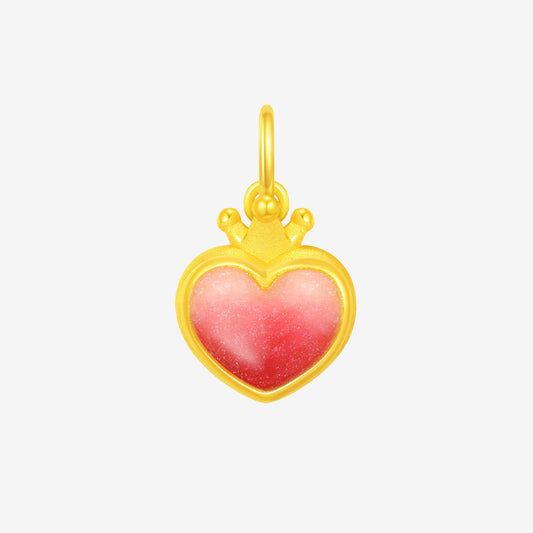 Children's Series 24K Gold Enamel Sweetheart Crown Pendant