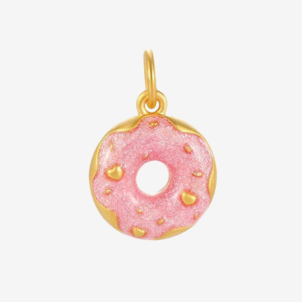 24K Gold Enamel Donut Cat Claw Dangle Charm