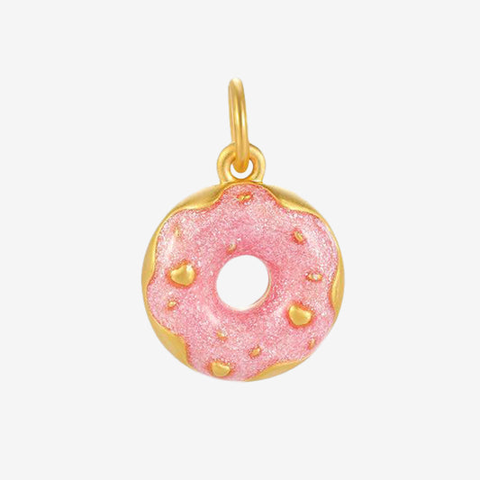 24K Gold Enamel Donut Cat Claw Dangle Charm