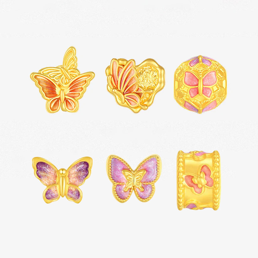 First · Cultural Blessing Series 24K Gold Enamel Butterfly Fluorescence Bracelet Charm