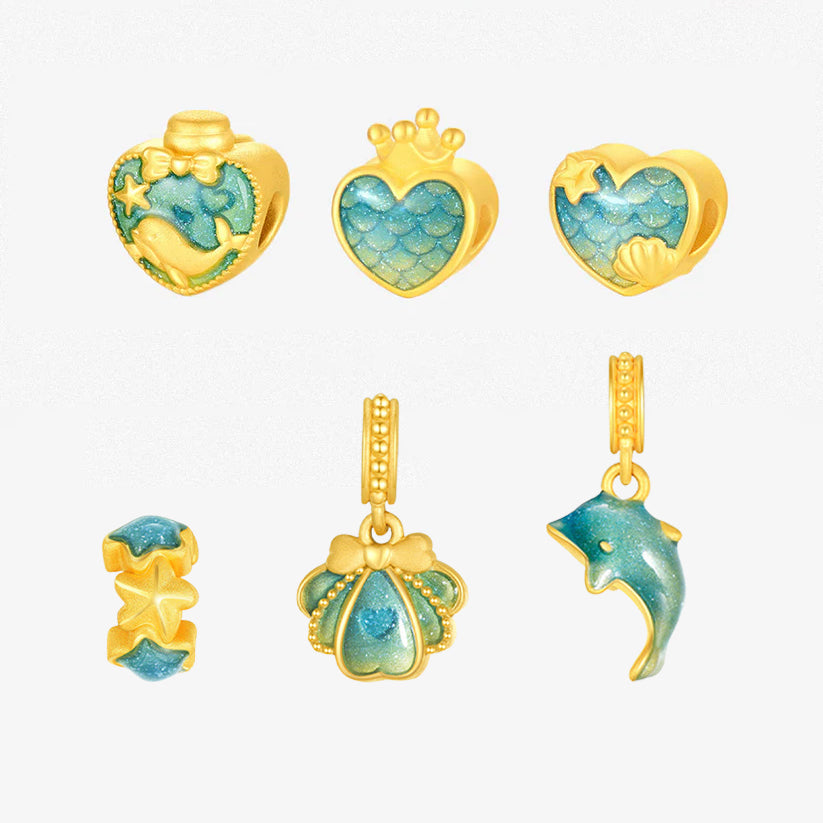 First Series 24K Gold Luminous Enamel Ocean Legend Charm Set