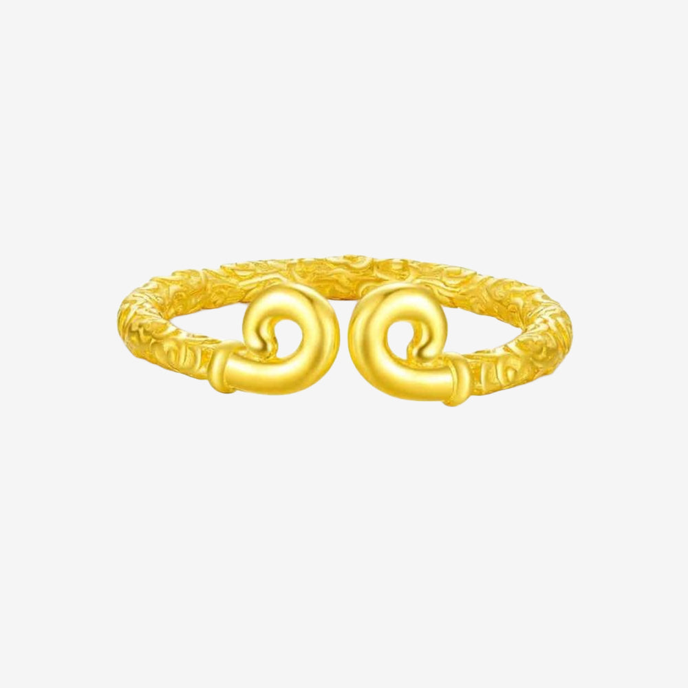 Sun Wukong Series 24K Gold Golden Hoop Couple Ring