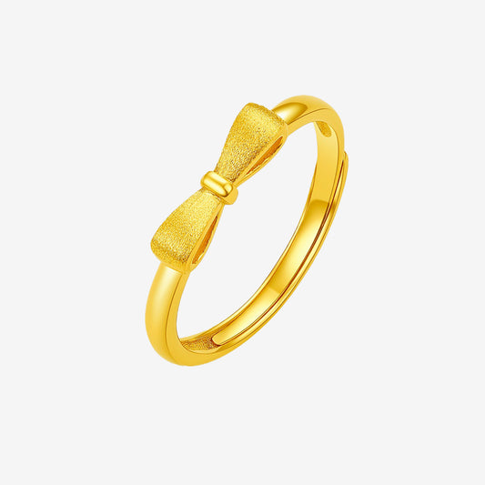 24K Gold Matte Bow Knot Ring