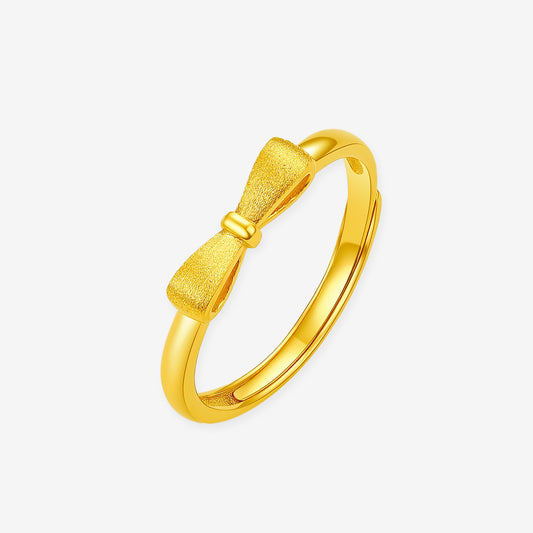 24K Gold Matte Bow Knot Ring