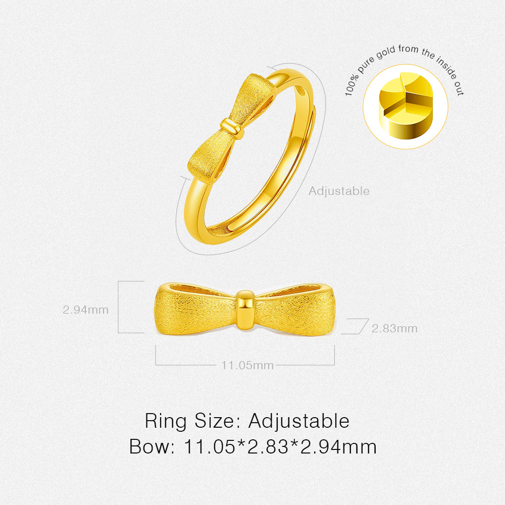 24K Gold Matte Bow Knot Ring