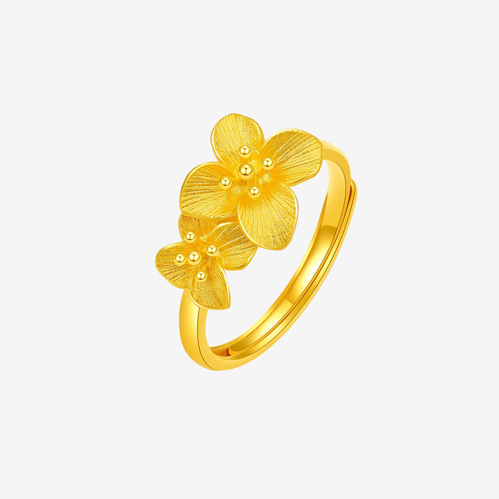 Happy Flower Wedding Series 24K Gold Hydrangea Ring